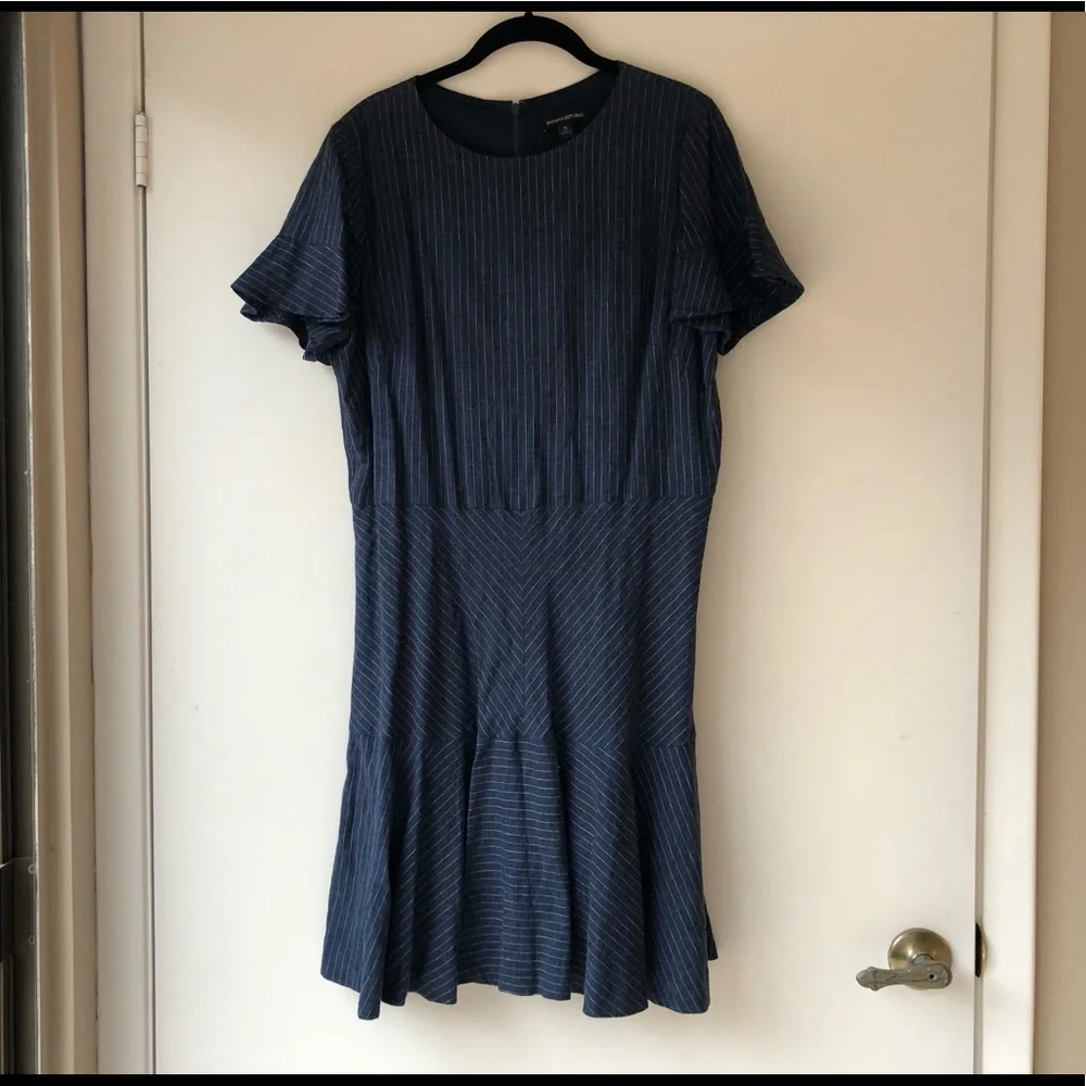 Banana Republic Suiting Pinstripe Frill Dress - Picture 1 of 5